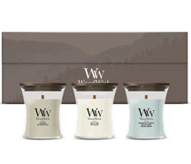 Coffret Cadeau Bougies Parfumées Mini WoodWick Woodland Trio - 3 Pièces - Bougie Parfumée en Verre - Mèche en Bois
