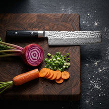 Yaxell Couteau Nakiri Zen 16,5 cm - Acier damassé inoxydable 37 plis - Manche en Micarta et toile