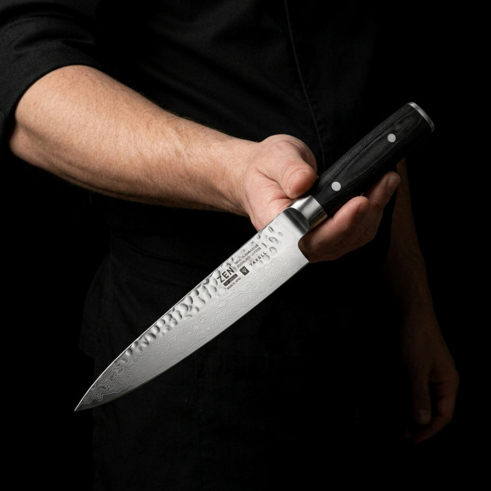 Couteau à viande Yaxell Zen 18 cm - Acier damassé inoxydable 37 plis - Manche en Micarta.