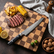 Couteau à viande Yaxell Zen 23 cm - Acier damassé inoxydable 37 plis - Manche en Micarta.
