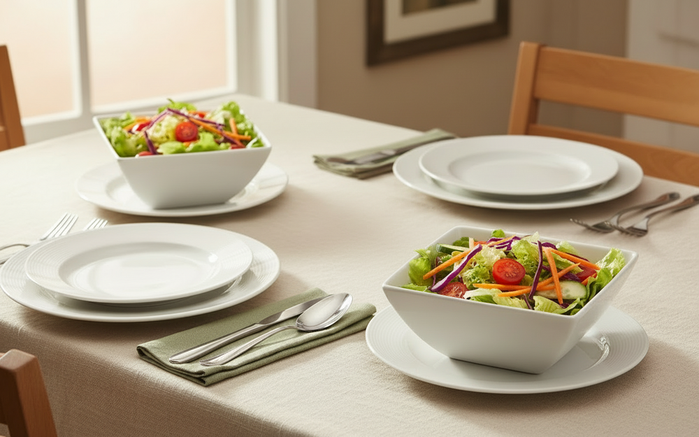 Set de saladiers BonBistro - en porcelaine - Squito - 23 x 23 cm - 2 pièces